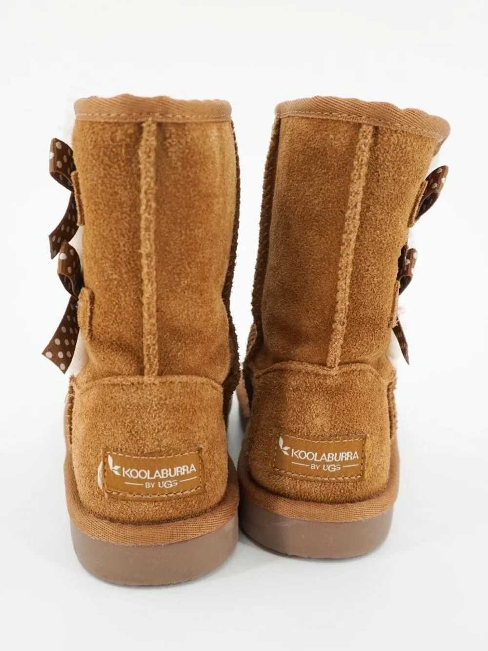 Koolaburra By Uggs Brown Suede Boots Girl Size 13 Chestnut Fur Bow Victoria